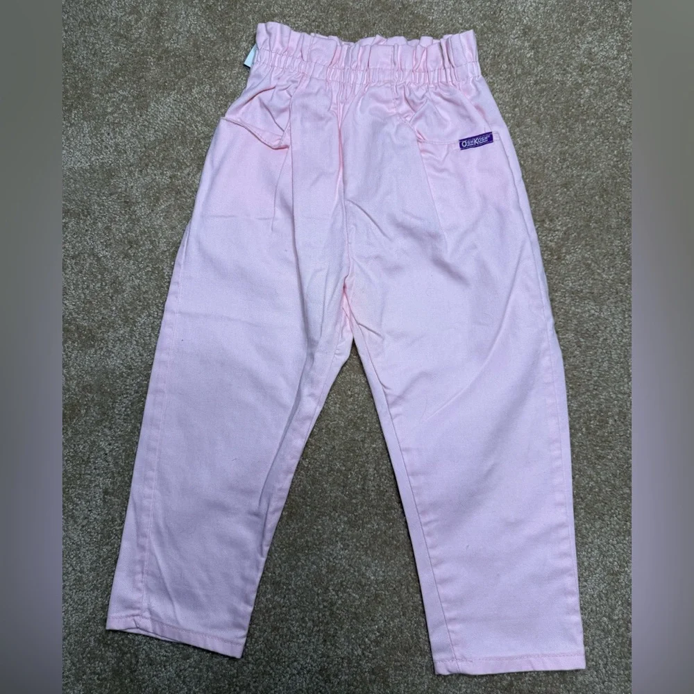 Vintage OshKosh Girls Pink Cotton Pants 4T Made in‎ USA Elastic Waist